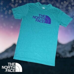 The North Face Mens Logo Crew Neck Slim Fit T-shirt Teal Blue & Purple Small